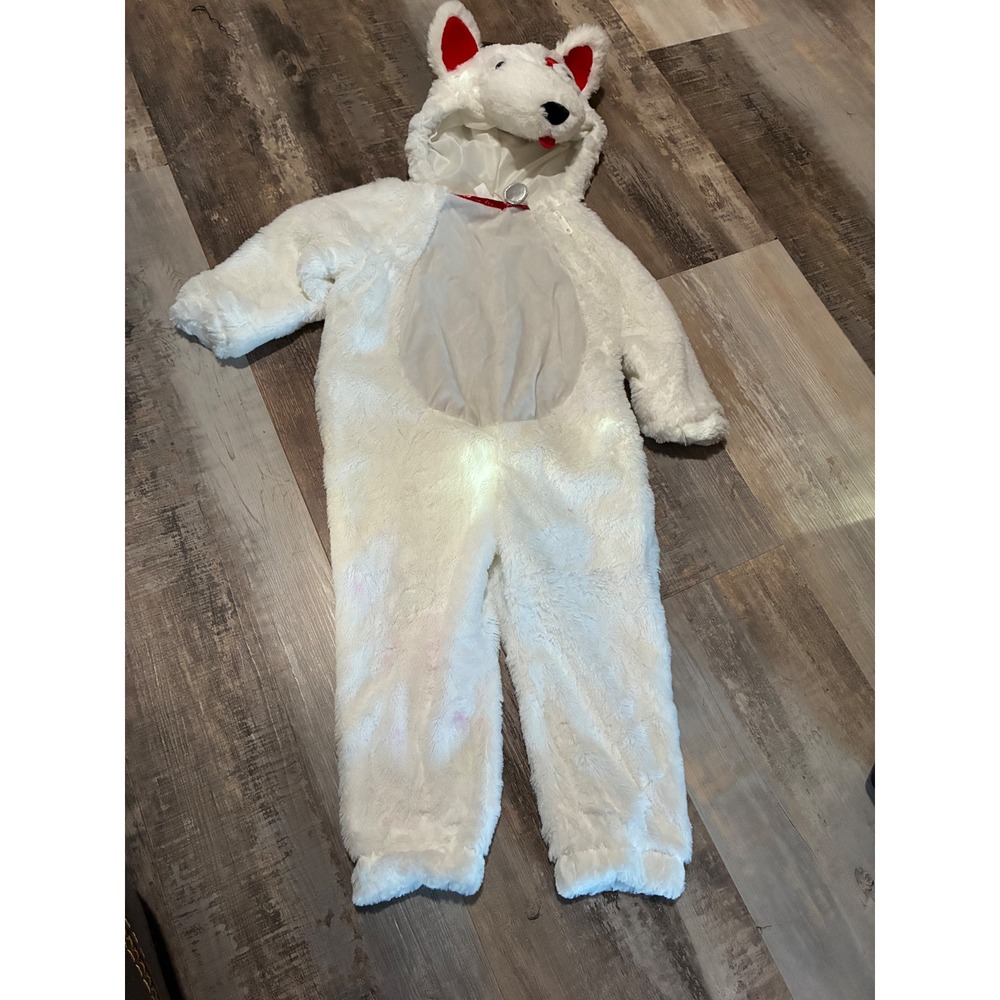 Target Bullseye Dog Mascot Costume Toddler 2T-3T White Faux Fur Jumpsuit